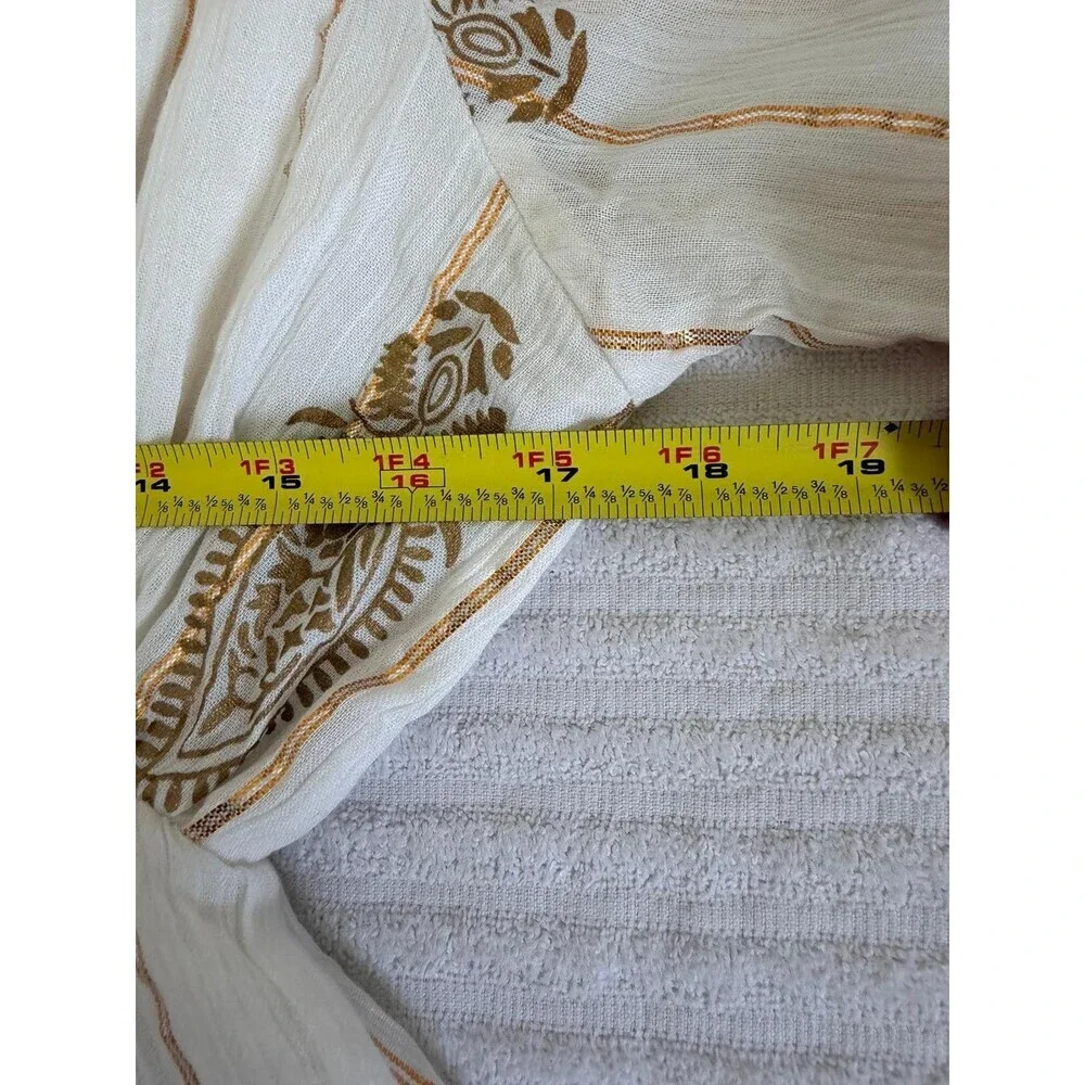 Namaste India Women S Dress Gold White Embroidered Bell Sleeve Festival Boho - Picture 12 of 16